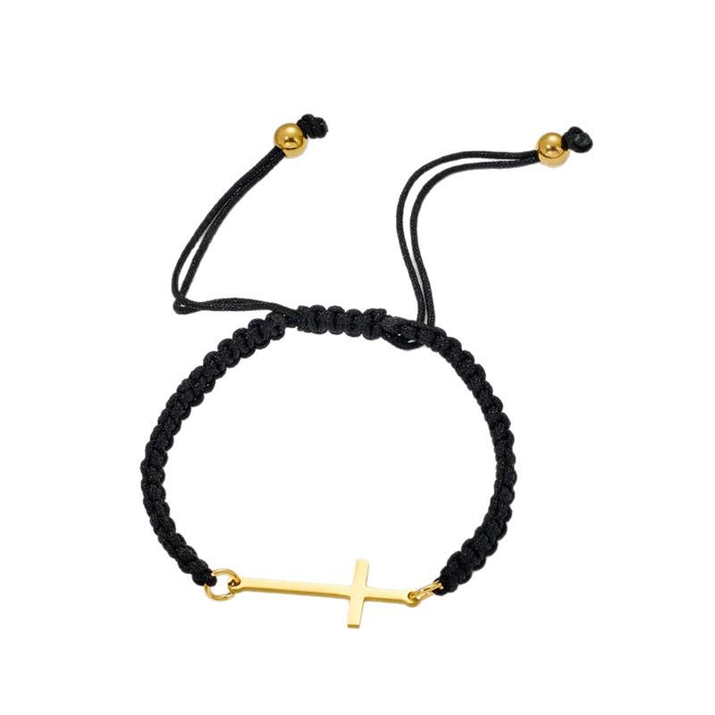 Elegant Cross Pendant Bracelet - Stainless Steel Fashionable Rope Design
