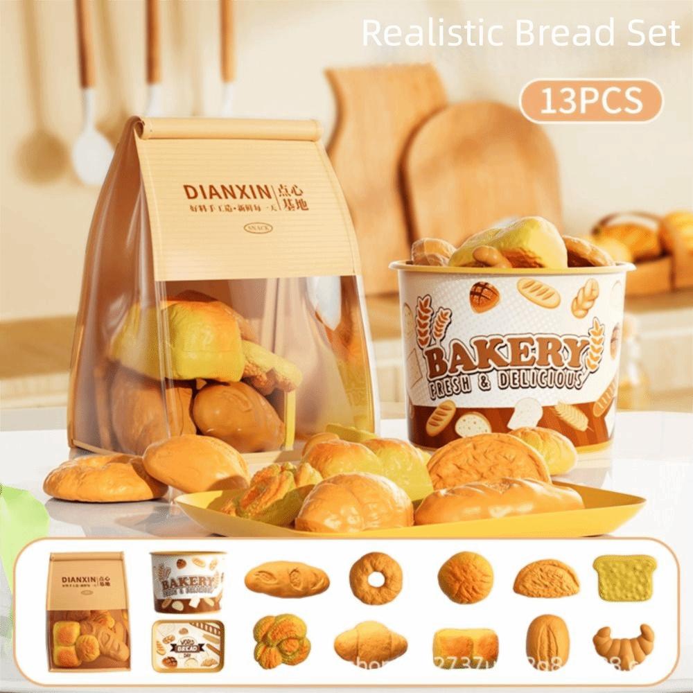 Play House Pretend Play Kitchen Food Cooking Donuts Toasts Simulation Dessert Bread Educational Realistic Bread Set Model Games