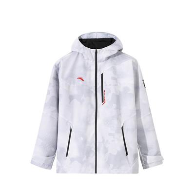Trainingsserie Sportlich Lässig Minimalistisch Colorblock Kapuzen-Windbreaker Herren Oberbekleidung Reinweiß Bedruckt 152517623-4