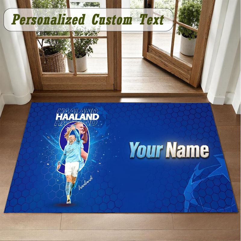 Crystal Velvet Square Rug Custom NameErling Haaland Pattern Non Slip Home Floor Decor Rug