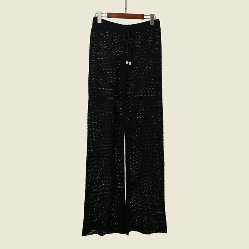 

Luxury Brand Dujia R Hollow out See-through Knitting Crocheted Casual Pants Women s Black Sexy Beach Vacation Pants Black L/XL