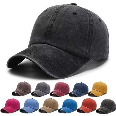 Unisex Washed Cotton Distressed Baseball Cap - Solid Color Soft Top Hat for Men and Women