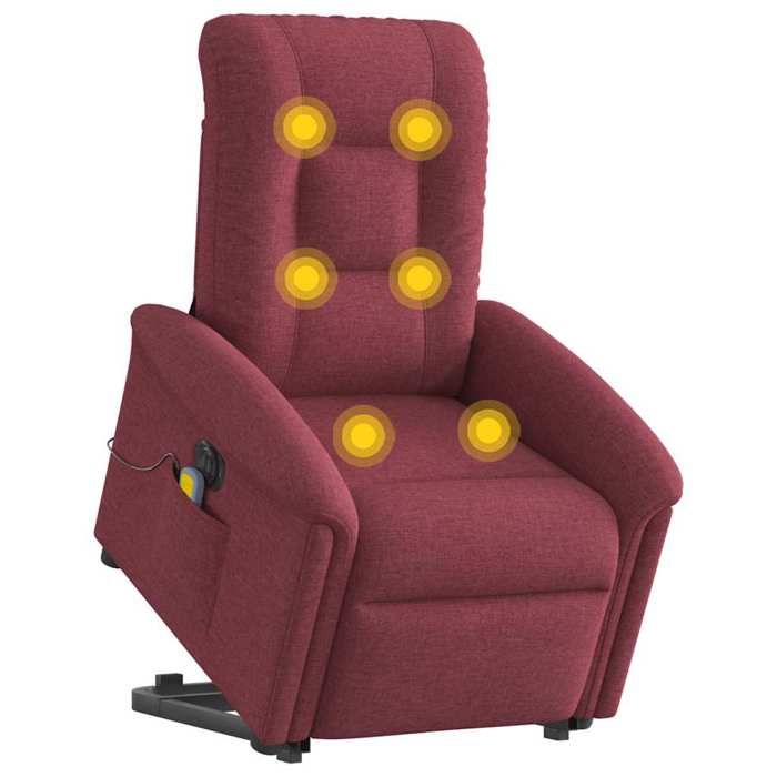 VidaXL Electric Massage Recliner Burgundy Red Fabric, Electric Massage Chair, Massage Chair, 3303287