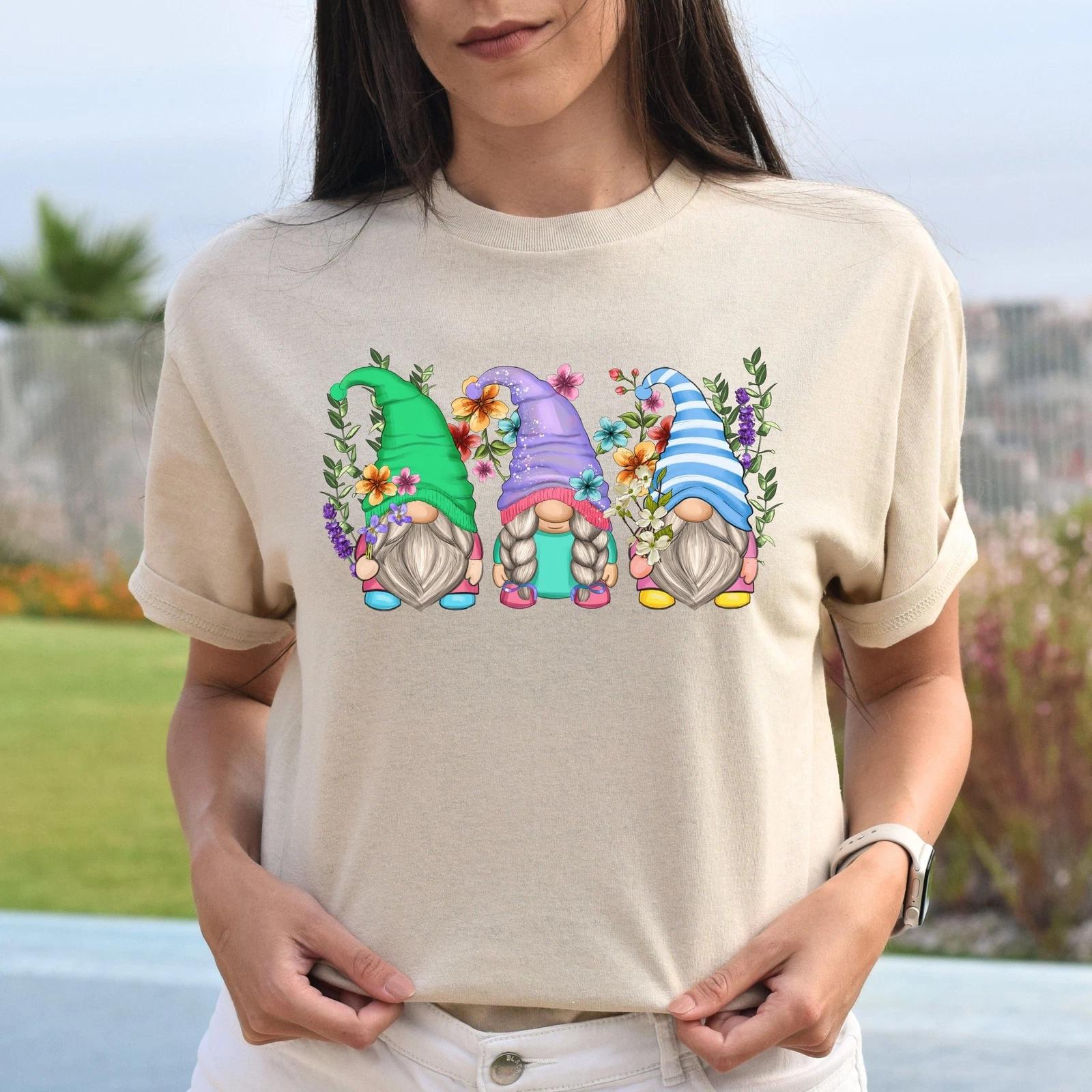 Floral Gnomes Unisex shirt florist Christmas gift White Sand S