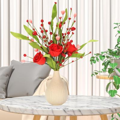 3x Artificial Flowers Floral Picks Ornament Realistic Valentine's Day Decor Gifts for Thanksgiving