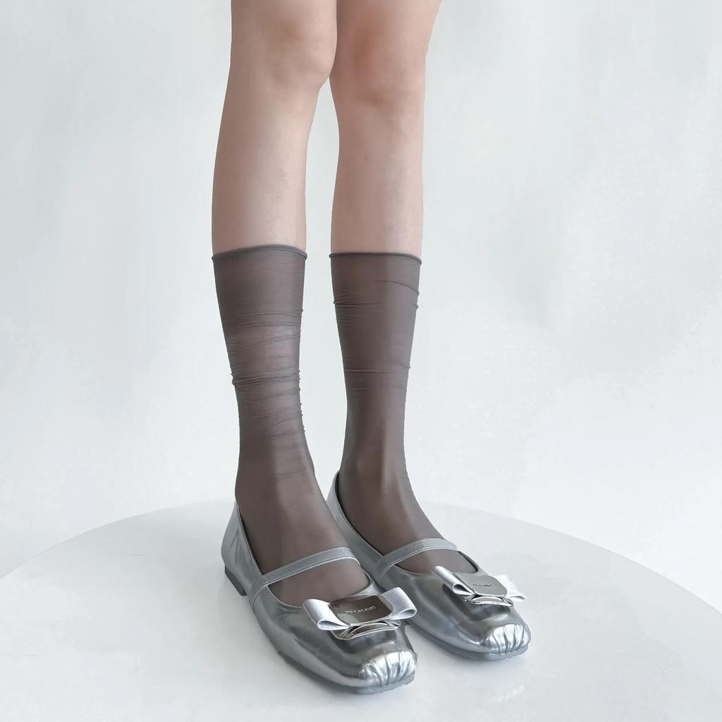 Women Socks Summer Ultra-thin Transparent Nylon Long Socks Women Casual Thin Breathable Solid Color Black White Skin Gray Socks
