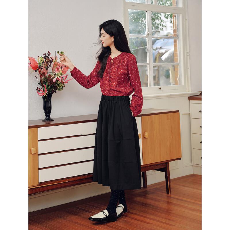 JUZI ANNACO Shimmering Elastic Waist A-line Skirt