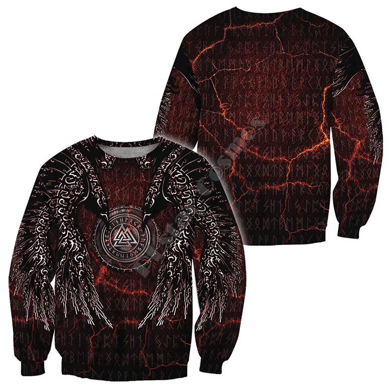 Men's Round Neck Sweatshirt with Style 3D Digital Tattoo Printed Long-sleeved Top