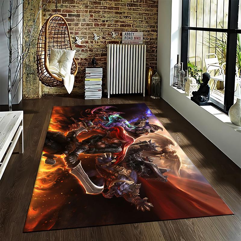 LOL game character printed flannel carpet, non-slip, suitable for bedroom, living room, and children's room decoration