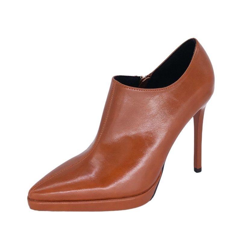 Fashion FHC 2024 New Women High Heeled Naked Boots,Ankle Botas,Autumn Platform Shoes,Pointed Toe,Side Zip,Black,Beige,Brown,Dropship