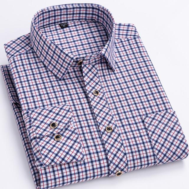 2026 New Men's Plaid Shirts Long Sleeve Checked Shirt Formal Fashion Thin Soft Classic Basic Casual Male Clothing 3XL 4XL