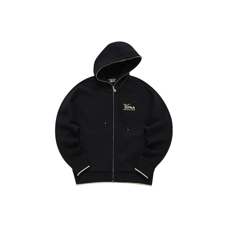 FILA Printed Sports Casual Knit Hooded Jacket Women jackets Black F11W218505FBK S