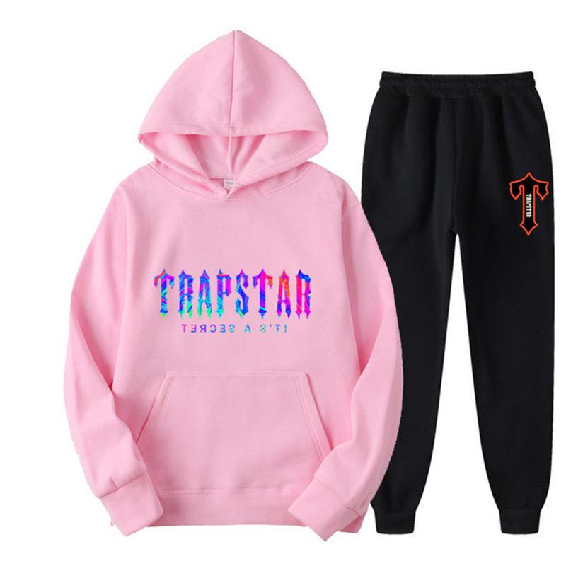 2023 New Letter Printing Men's and Women's Multi-color Warm Two-piece Set Loose Hoodie + Pants Jogging Set
