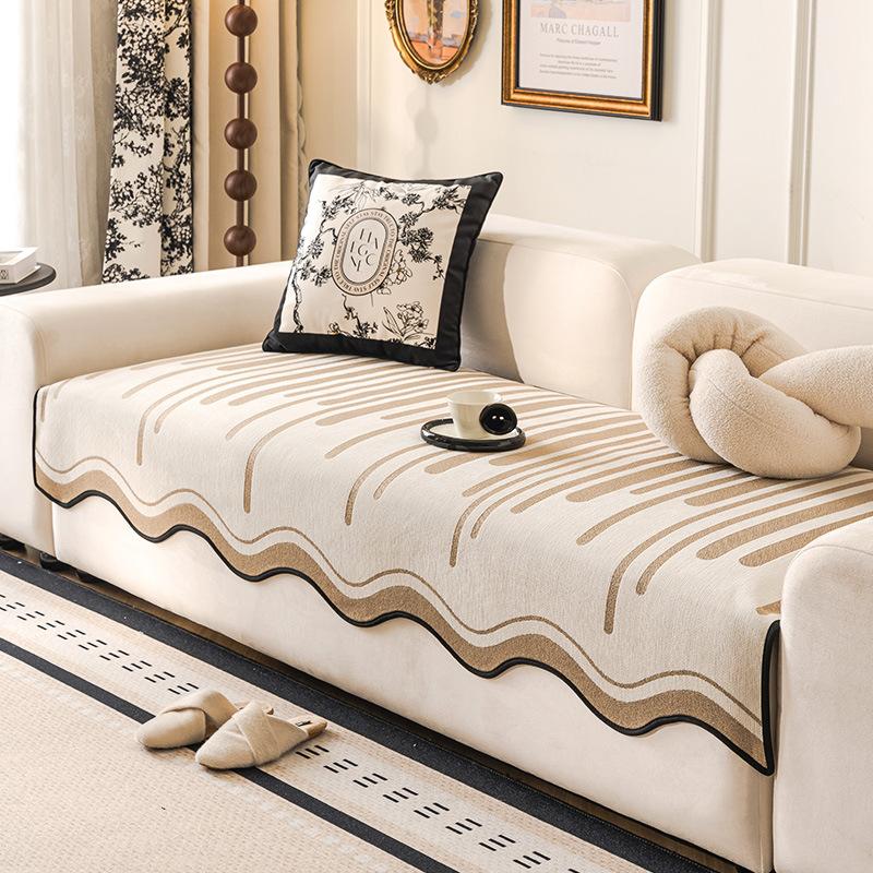 

Modern light luxury high-end sofa cushion Chenier anti-cat scratch universal non-slip in all seasons Straight row one-piece cover cloth 90*90cm
