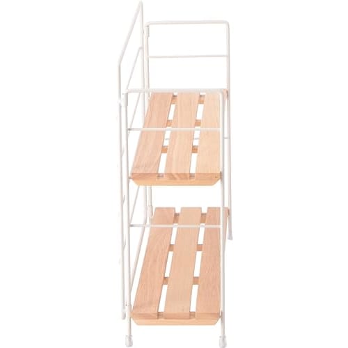Fuji Boeki Mini Shelf, Storage Shelf, Width 34.5 x Depth 10.5 x Height 29.5 cm, White x Natural, Interior Rack, Foldable, 55005