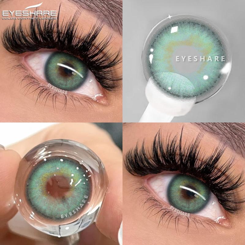 Eyeshare 2ks/pár Kontaktní čočky řady NICOSIA Roční zelené čočky 14,2 mm Modré oči Čočky Módní kosmetika Žáci