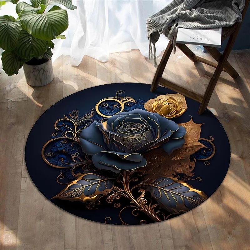 Round Creative Animal Printing Carpets Living Room Bedroom Bedside Computer Chair Pad Anti-slip Machine Washable Floor Mats