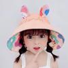 Cotton Children Rabbit Ears Sun Hat Adjustable Wide Brim Hat Kids Empty Top Sunscreen Hat  Running