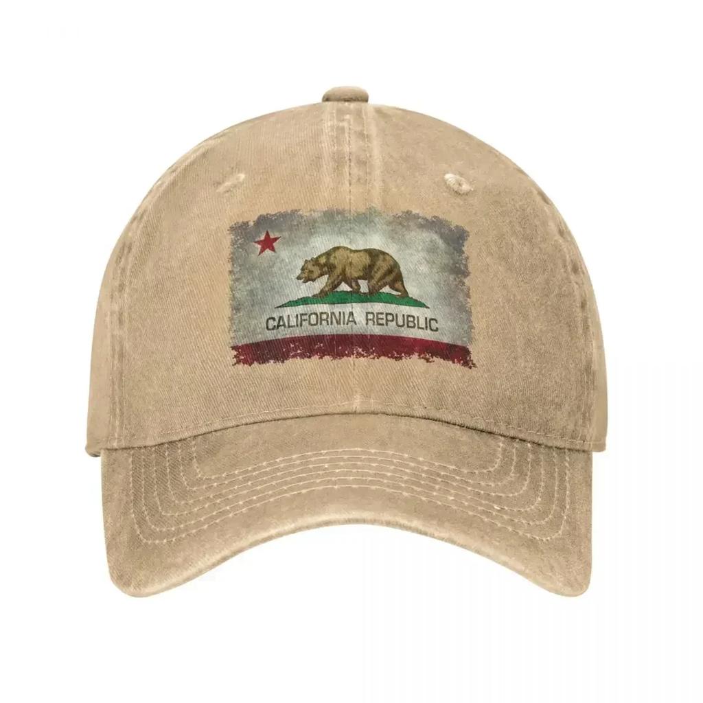California Republic Bear Flag Baseball Caps Retro Distressed Denim Snapback Cap Unisex Outdoor Travel Adjustable Fit Caps Hat