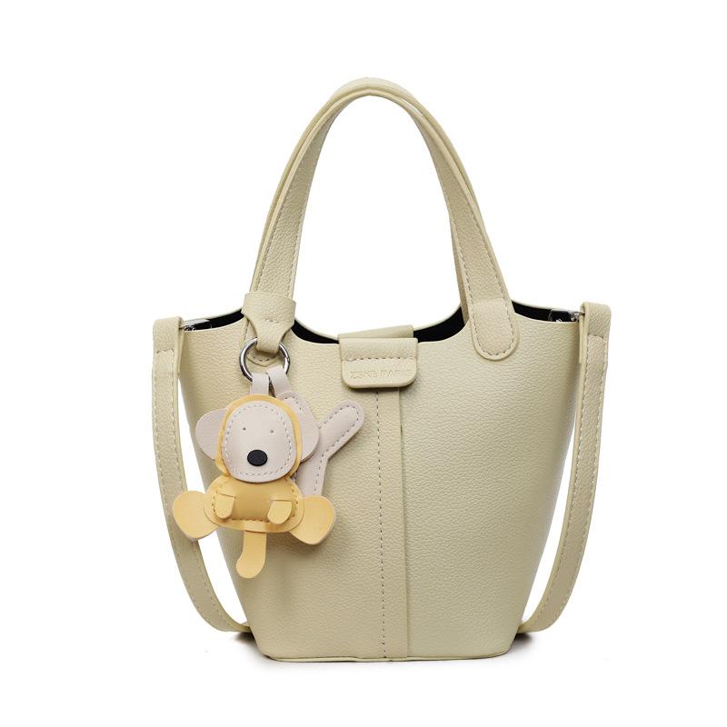 

2025 new niche handbag lychee pattern bucket bag high-end vegetable basket bag shoulder bag fashion messenger bag no pendant жёлтый