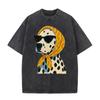 Distressed Vintage Washed Tee Stylish Cool Dalmatian Cartoon Animal Print Loose Fit Short Sleeve T Shirts