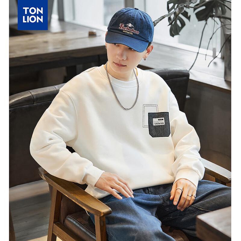 

TonLion Men s Colorblock Crew Neck Sweatshirt L
