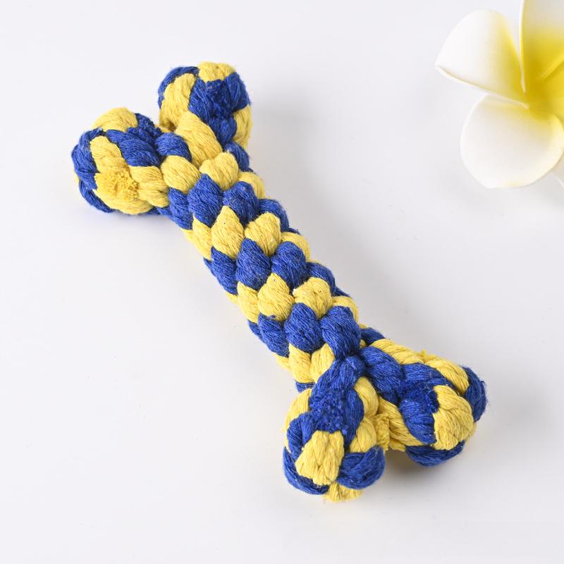 

Игрушки для собак в форме костей для маленьких и больших собак, устойчивые к укусам, для прорезывания зубов, чистящие, жевательные игрушки, хлопковые, для моляров щенков, товары для питомцев синий