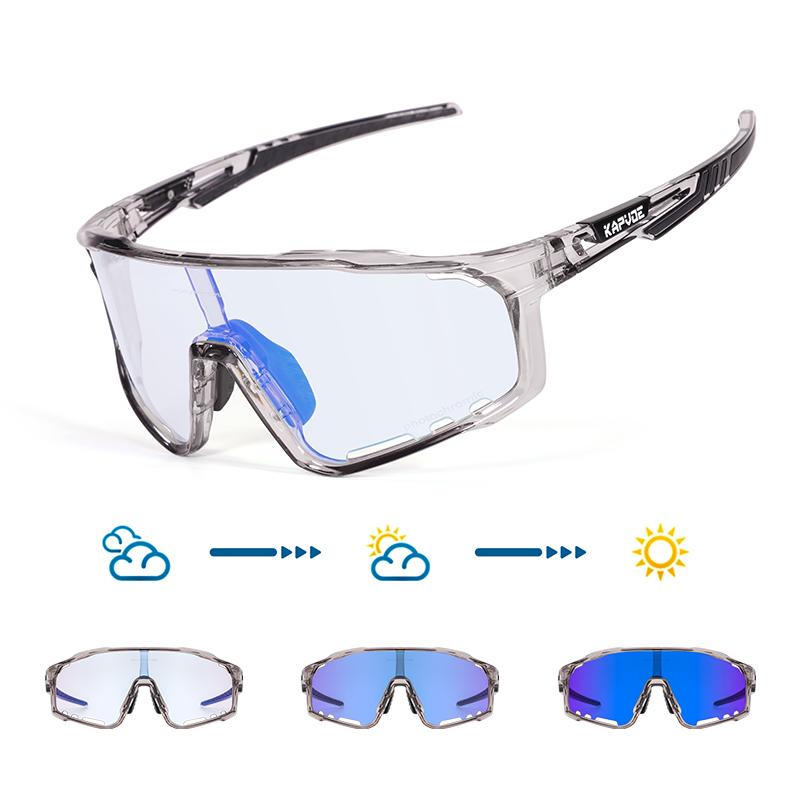 Kapvoe Color Photochromic Cycling Glasses MTB Sunglasses for Men Women Sport Speed Mountain Bike Bicycle Cycl Eyewear Goggle