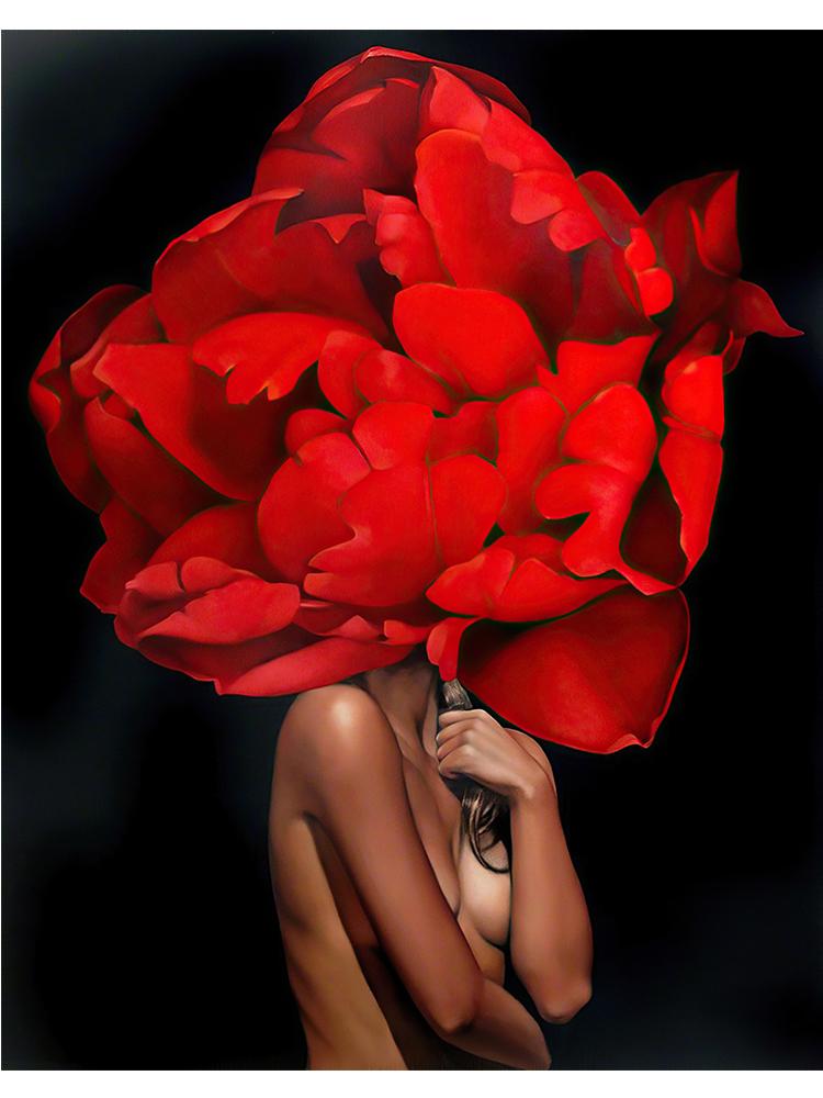 Abstract Flowers Feathers Woman Canvas Painting Wall Art Sexy Nude Women Print Poster Picture For Living Room Home Decoration