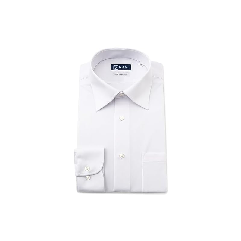 [i-shirt] i-shirt Completely Iron-Free, Stretch, Ultra-Fast Drying, Regular Fit, Long Sleeve i-shirt Dress Shirt for Men, White, Plain, New Regular
