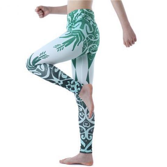 Pantaloni da Yoga Attillati Stampati Rossi Online Europei e Americani Vita Alta Super Elastici Motivo Moda Fitness