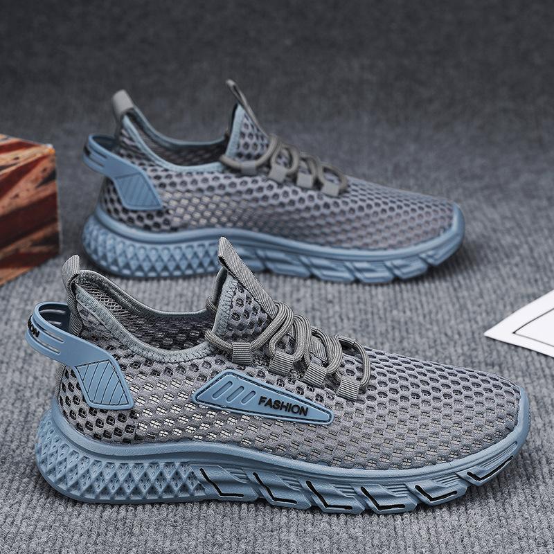 

Men s shoes single mesh sports shoes 2025 spring and autumn casual running shoes summer men s breathable hollow thin mesh shoes tide 39 чёрный