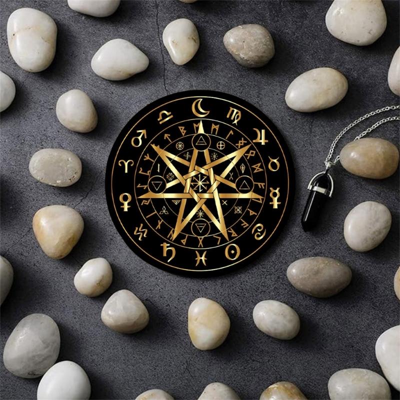 Dowsing Divinations Mat Pad Rune Pattern Astrology Pendulums Chart Mat Balancing Meditations Decoration Tarots Pad