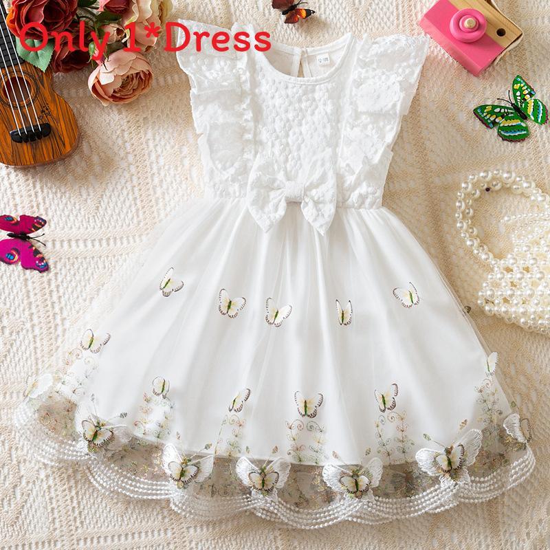 Girl Summer Princess Dress With Butterfly Mesh Fabric For Toddler Birthday Party