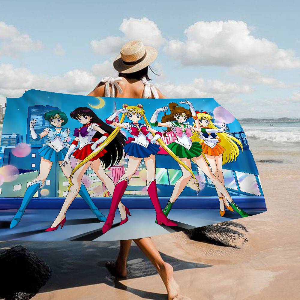 

M-MoonS Anime S-SailorS Microfiber Blanket Quick Drying Beach Towels Oversized Printing Super Absorbent Pool Towel Blanket W30*H60(CM)