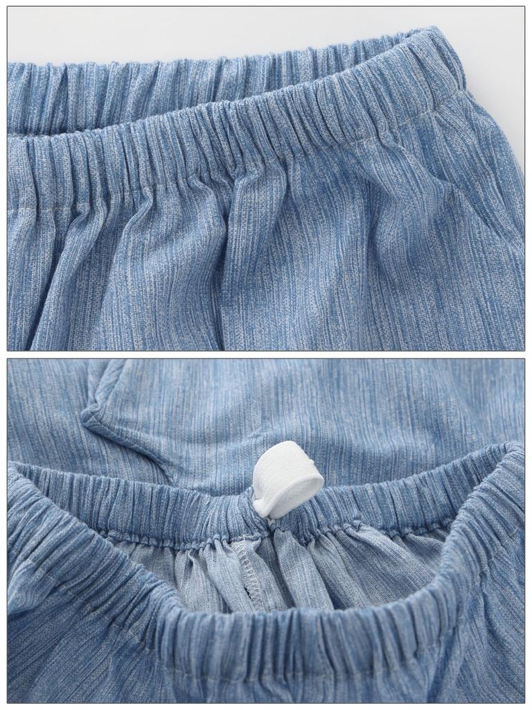 Kaituck Family Suimin Care Takashima Chijimi Solid Blue and LL Sax Men's Japanese-Made Pajamas, Fabric, 100% Cotton, Half-Open, Color, Navy, Spring,