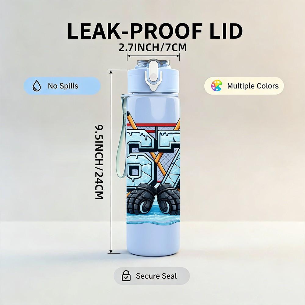 1PC Number 67 Sport Badge Print 750ml Color Plastic Sports Water Bottle Leakproof Flip Straw Lid Suitable for Sports Office Home Use