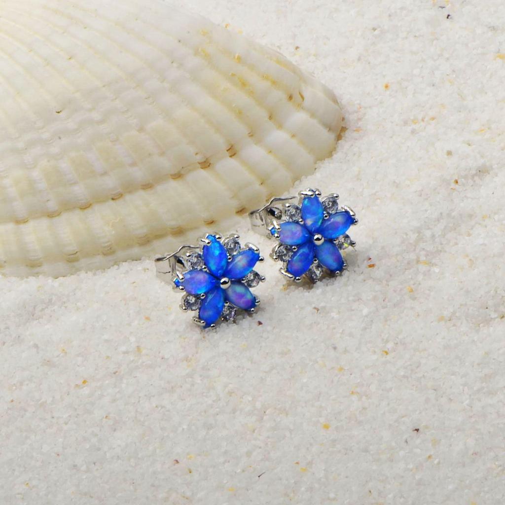 Women's Opal Flower Earrings