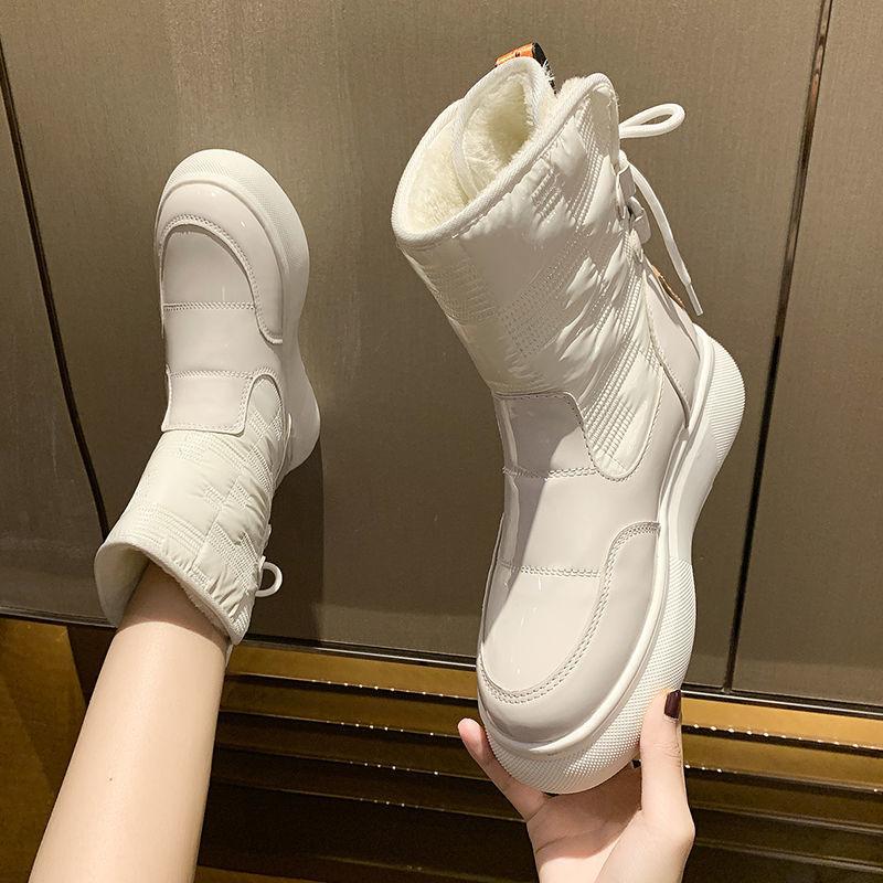 Fashion Snow Boots Women's Autumn Winter 2024 New Lady Plus Velvet Thick Warm Cotton Shoes Woman Mid Calf Waterproof Platform Short Boot