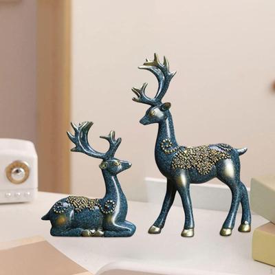 2-teilige Rentier-Skulptur aus Kunstharz, Elchliebhaber-Statue, Heimdekoration für Wohnzimmer, Schlafzimmer, Büro
