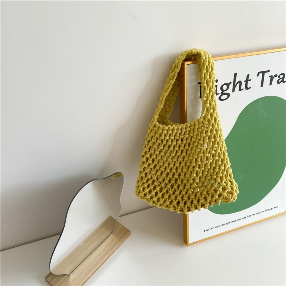 Nieuwe Hand Geweven Tote Tassen Kleurrijk Effen Breien Haken Strandtas Lichtgewicht Gevlochten Mesh Schoudertas Cadeaus
