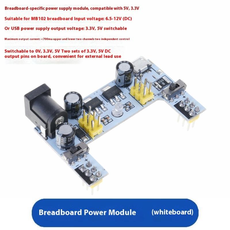 MB102 USB Breadboard Power Supply Module MB102 Module For Mini 5V 3.3V 2 Channel Power Electronic Projects