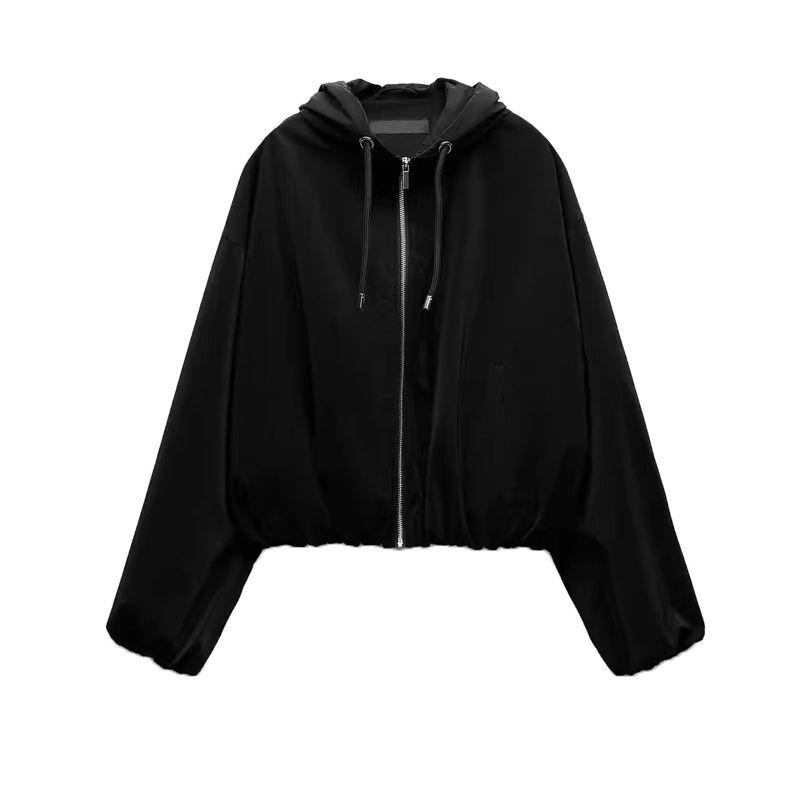 Spring New Women's Clothing French Lazy Style Hooded Long Sleeves Casual Loose Short Jacket Outwear 3046257