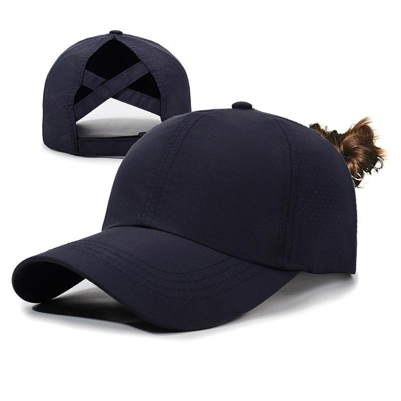 Neue Sommer Damen Baseballkappe mit überkreuztem Design für Pferdeschwanz, Leichter, schnell trocknender, atmungsaktiver Sonnenhut