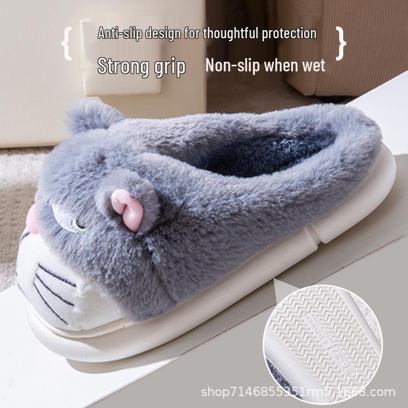 Women's Winter Cute Cat Cotton Slippers - Warm, Comfortable, Breathable, Thick Sole.