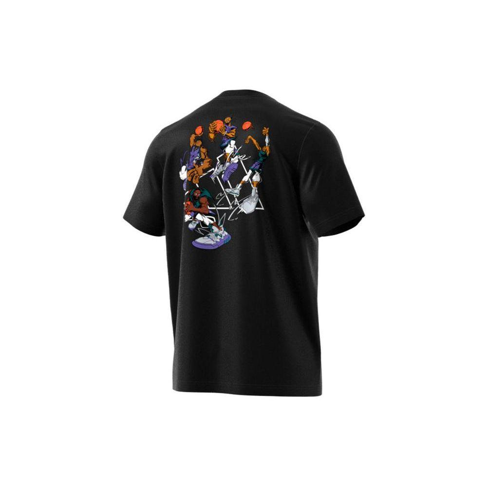 Adidas Pánské tričko s krátkým rukávem a kulatým výstřihem, s potiskem loga, jednobarevné, černé HI5546