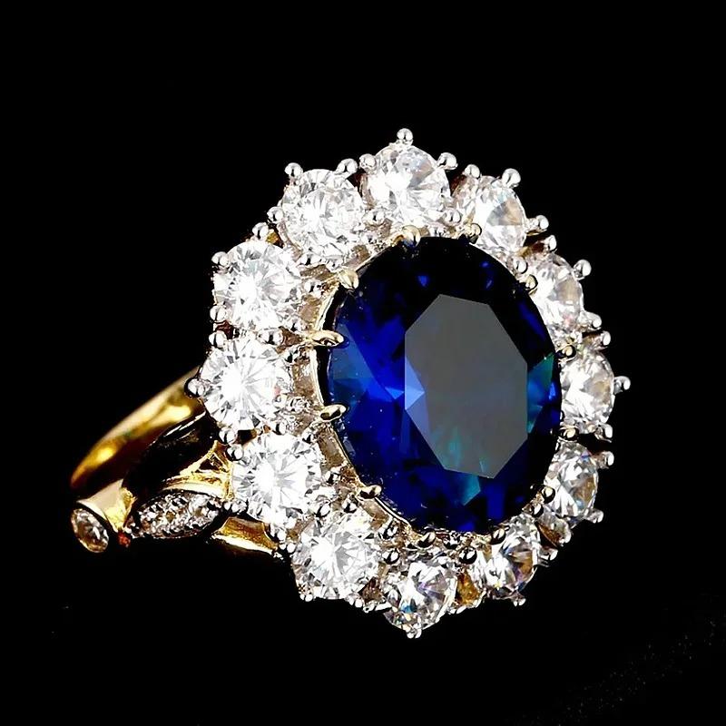 Ovale Blauwe Zirconia Solitaire Ring, Verguld Sprankelende Zetting voor Vrouwen, Romantisch Verjaardagsjuwelen Cadeau voor Haar 6 gray