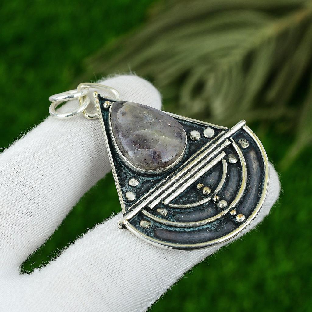 Natural Iolite Sunstone Gemstone Jewelry 925 Sterling Silver Pendant For Girls