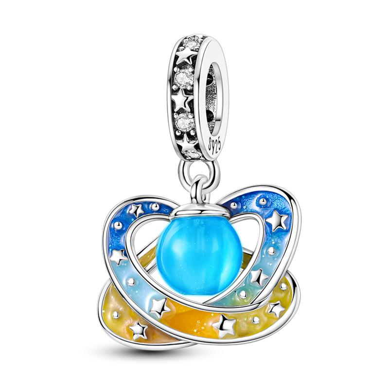 Copper Beaded Pendant Shiny Blue Zircon Star Original 3Mm Bracelet Women Fine Jewelry