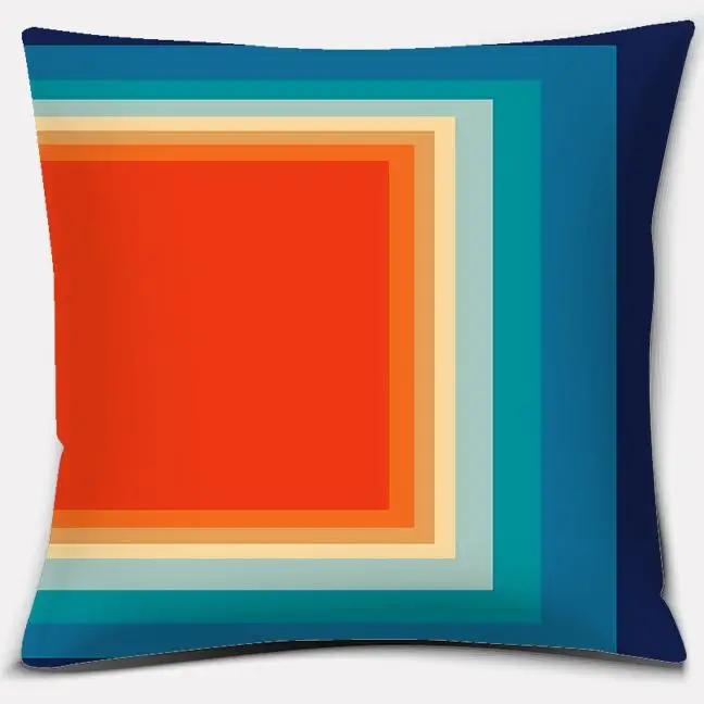 Retro Rainbow Geometric Color Series Pillow Cover Gift Home Office Decoration Bedroom Sofa Car Cushion